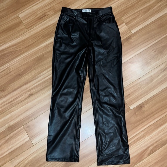 Abercrombie 90s Straight Ultra High Rise Vegan Leather Pants - Picture 3 of 5